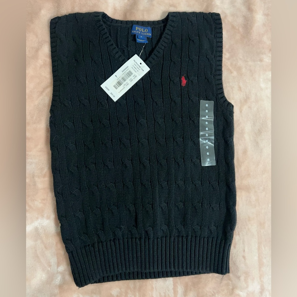 Polo Ralph Lauren Kids Black Cable-Knit Vest
